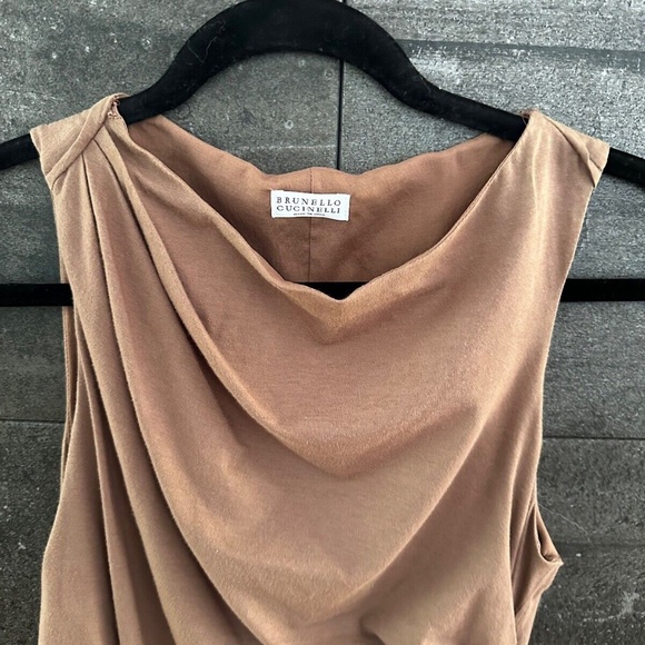Brunello Cucinelli ruched beige dress US size M' - Picture 9 of 10